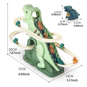 Jouet musical avec toboggan à thème dinosaures, 3 dinosaures, puzzle amusant, toboggan <span class=keywords><strong>électrique</strong></span>, voiture jouet, cadeau pour garçon et fille - Product Image 2