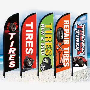 Custom High Quality Outdoor Advertising Decoration Polyester Digital Printing Flags Without Pole Tires Sales Feather Beach Flag