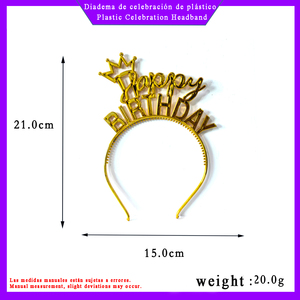 Diadema de Plástico 3D con Diseño de Feliz Cumpleaños, Letras Mixtas (Cursivas, Bloqueadas, <span class=keywords><strong>Serif</strong></span>), Accesorio para el Cabello para Fiestas y Celebraciones, Directo de Fábrica - Product Image 3