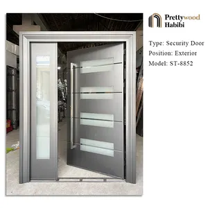 Puerta de seguridad de acero inoxidable para exteriores, puerta de entrada principal y delantera de casa moderna americana de Metal