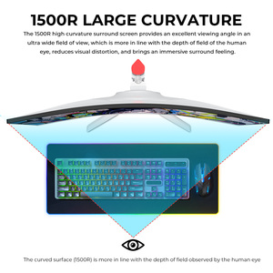 Écran de jeu <span class=keywords><strong>PC</strong></span> <span class=keywords><strong>incurvé</strong></span> 34 pouces 144 Hz <span class=keywords><strong>4K</strong></span> blanc avec interface HDR DP, écran d'ordinateur de bureau <span class=keywords><strong>incurvé</strong></span> 34 pouces - Product Image 2