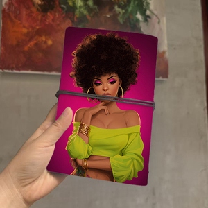 Stile retrò bellissimo taccuino A6 grande come regalo Festival calligrafia nota che prende con la donna Afro Hair Hoop orecchini Br - Product Image 3