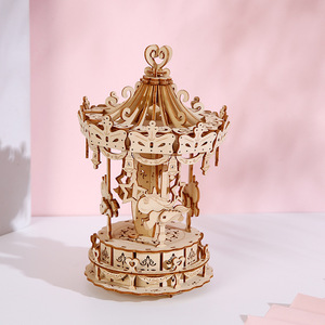 Kit de <span class=keywords><strong>puzzle</strong></span> <span class=keywords><strong>3D</strong></span> en bois rotatif vintage, coupe laser, jouet DIY avec 51 à 100 pièces pour la décoration de mariage et de la maison - Product Image 2