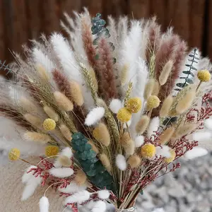 E141 Atacado Pequeno Reed Pampas Buquês De Flores Secas Misturadas Com Arranjos De Mesa Interior Floral Natural