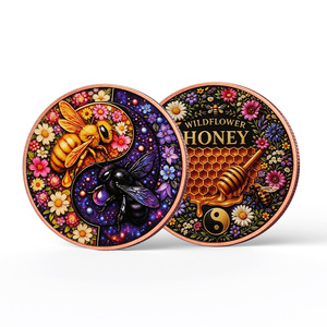 Pièces de monnaie en cuivre 2D de 1 once à motif fleurs sauvages, pour la <span class=keywords><strong>d</strong></span>écoration intérieure, vente en gros <span class=keywords><strong>d</strong></span>'articles en métal, plaques en cuivre - Product Image 3