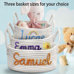 Cestas de almacenamiento de cuerda de algodón modernas y grandes personalizadas para guardería, regalo <span class=keywords><strong>con</strong></span> <span class=keywords><strong>nombre</strong></span> personalizado para recién nacido, niño o niña, cesta de refrigeración para bebé - Product Image 2