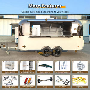 JINLIJING Carretto Mobile in Acciaio Inox per Gelati, Caffè, <span class=keywords><strong>Hamburger</strong></span> e <span class=keywords><strong>Pizza</strong></span>, Bar Mobile da Esterno, Rimorchio per Snack Completamente Attrezzato - Product Image 5