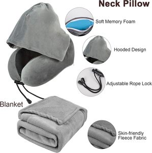 Almohada de Viaje <span class=keywords><strong>Cervical</strong></span> Personalizada al por Mayor, Juego de Almohada y <span class=keywords><strong>Manta</strong></span> de Viaje con Bolsa Portátil, Ligera, para las Cuatro Estaciones - Product Image 4