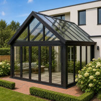 Véranda personnalisée à toit en pente, structure en aluminium antirouille, double vitrage isolant pour terrasse, patio, déverrouillable, pièce extérieure