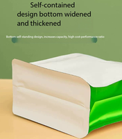 Sachet d'emballage alimentaire à huit soudures latérales, pochette verticale en aluminium coloré avec fermeture éclair pour le stockage de café, noix, poudre et thé