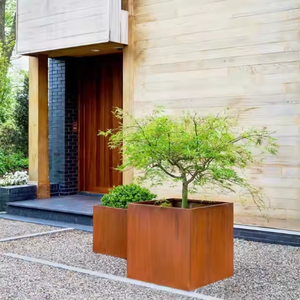 Jardinières rondes d'extérieur, pots à plantes en acier corten, pots à fleurs en métal - Product Image 1