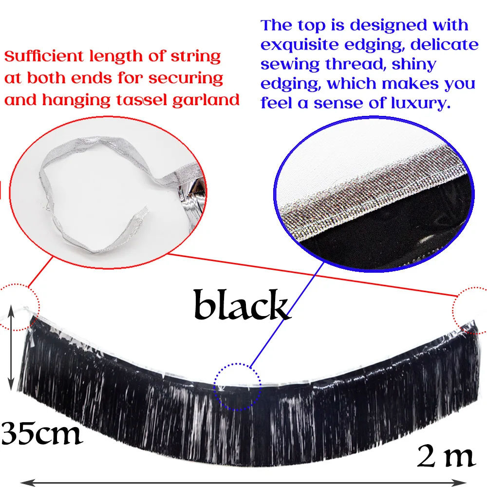 Lot 3 Guirlandes à Franges En Feuille Métallique Argentées à Suspendre