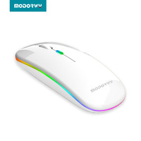 Harga pabrik kustom portabel ramping 1600 DPI BT 2.4G USB PC Mouse Laptop optik RGB isi ulang Tipe C Mouse nirkabel