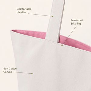 Olsen <b>Canvas</b> <b>Tote</b> Bag Large White Pink Letter Print Shoulder Handle Daily Shopping Bag - Product Image 5