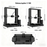 Impresora 3D de Resina ELEGOO Jupiter 2 16K, Pantalla LCD Monocromática de 14 Pulgadas y 16K, Nivelación Automática y Recarga Automática de Resina para Joyería y Piezas Dentales