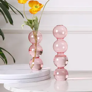 Creative Glass Vase Luxury Vases For Home Decor Amber Transparent Colored Borosilicate Glass Flower Vase