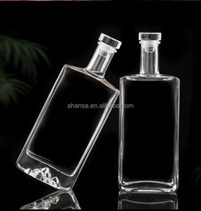Bouteille de liqueur carrée 250ml 500ml <span class=keywords><strong>Gin</strong></span> Whisky Vin Vodka Bouteille en verre pour brandy rhum avec liège synthétique - Product Image 4