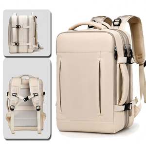 Large Expandable Travel Backpack for Men Smart Business <b>Laptop</b> Bag with USB Charging Port Polyester Lining - Product Image 1