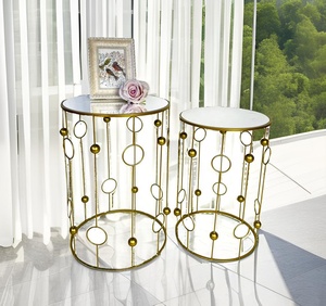 Lander lot de 2 tables basses rondes en métal personnalisées, dorées et décoratives, tables d'appoint modernes pour le salon, vente en gros - Product Image 3