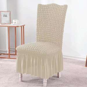 PPG Bọc Ghế Ăn Gia Đình Co Giãn Hiện Đại Thời Trang Bong Bóng 2022 Bọc Ghế Vải Khách Sạn Dày Màu Trơn Kèm Váy - Product Image 6