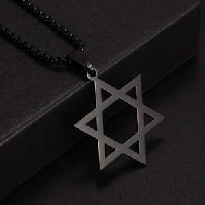 Estrela de David Seis Pontos Estrela Colar Pingente De Aço Inoxidável De Ouro Jewish <span class=keywords><strong>Isael</strong></span> Colares Estrela de David Colar para Homens Mulheres - Product Image 4