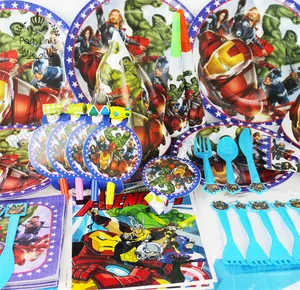 Товары для детей на день рождения, супергерои, Мстители, Лига Справедливости, украшения, набор бумажных инструментов для вечеринки