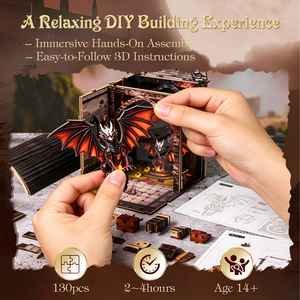 Hamaileon en Stock, Kit de Bricolaje Creativo de Fantasía para Rincón de Lectura con Libro <span class=keywords><strong>Laberinto</strong></span> de Dragones, Luces LED de Fuego, Mini Casas DIY para Adultos - Product Image 4