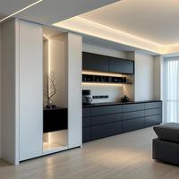 Buffet minimaliste nordique en bois massif sur mesure avec éclairage LED pour salon, directement de l'usine
