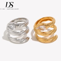 Bague Torsadée en Forme de Tête de Serpent Dreamshow, Bijoux Personnalisés en Gros, Plaqué Or, Acier Inoxydable, Usage Quotidien, Incolore