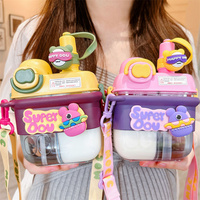 500ml/800ml Cartoon Kids Water Bottle Outdoor Water Bottle avec Straw Gourde Enfants Ecole Plastic Kids Water Bottle for School