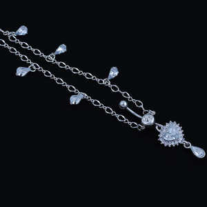 पोएनिस सेक्सी फैशन गैंडा पेट बटन की अंगूठी सर्जिकल स्टील प्यार दिल पेलेंट पीलिंग बॉडी चेन - Product Image 3