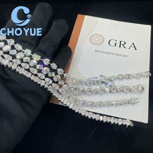 Pulsera de tenis de lujo de plata de ley 925 con moissanita, estilo Iced Out, joyería fina para hombres y mujeres, pasa la prueba del diamante, directo de fábrica - Product Image 3