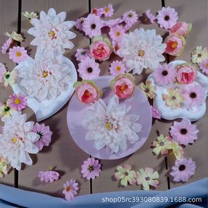 Ensemble de fleurs artificielles, 50 pièces, roses roses à tige unique, décorations de mariage Hanfu DIY, accessoire de bureau réaliste haut de gamme - Product Image 1