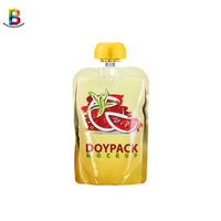 Boîte Doypack pour jus en gros, sachet alimentaire debout, sachet de yaourt avec bec verseur et bouchon