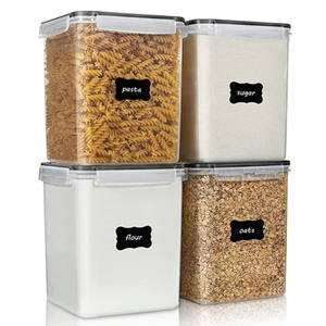 Juego de <span class=keywords><strong>4</strong></span> contenedores de almacenamiento de alimentos, caja apilable de <span class=keywords><strong>PP</strong></span> de plástico sin BPA de grado alimenticio con tapas de anillo de silicona para contenedor de despensa - Product Image 1