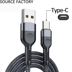 Naylon örgülü saf bakır kaymaz destek veri aktarım kabloları süper şarj 3A kablo iPhone mikro USB tip C