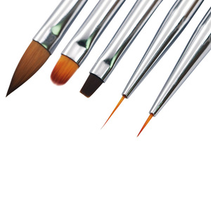 Pinceau à ongles en nylon à manche en plastique, plat et rond, avec capuchon en aluminium pour la création de motifs en gel acrylique - Product Image 3