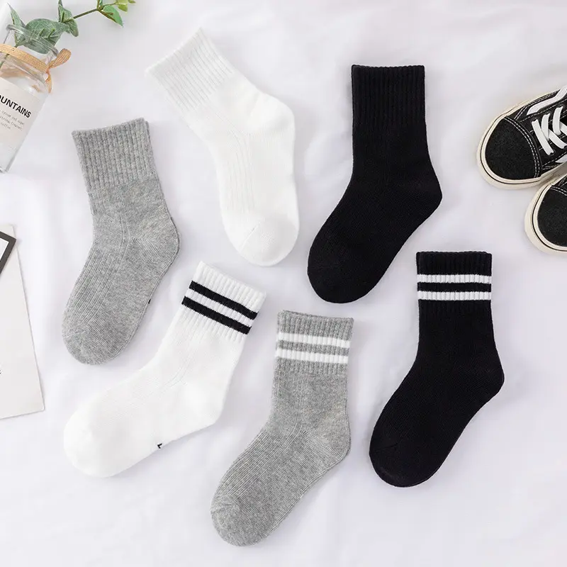 Kids winter socks Autumn Winter High Elastic Simple Children Socks Korean Cotton Stripes Solid Color sports compression sock