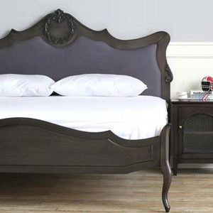 Cama de matrimonio vintage de madera maciza francesa con columna alta doble, cama de boda tallada a medida avanzada para dormitorio principal, cama de princesa - Product Image 4