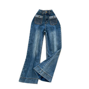 2025夏季口袋休闲牛仔裤女印花绣花高腰牛仔长裤女户外裤批发 - Product Image 5