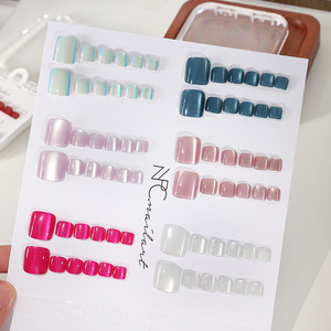 Unghie Finte per Piedi Effetto Occhio di Gatto Glitterato Personalizzabile, Confezione da 12 Pezzi, Copertura Completa, Unghie Artificiali Lucide a Pressione - Product Image 2