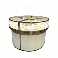 Maßgefertigte Gebogene Schmuck-Vitrine Luxuriöse Glasvitrine mit LED-Beleuchtung für Juweliergeschäfte