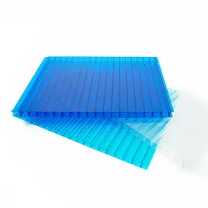 Lembar atap polikarbonat dinding ganda PC perlindungan UV tidak dapat dipecahkan lembar atap rumah kaca polikarbonat partisi dalam ruangan