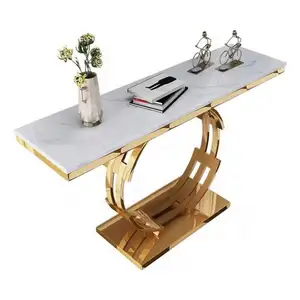 Trending Product 2023 Retro Marble Metal Frame Narrow Console Tables