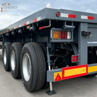 Semi-remorque à plateau plat à 3 essieux de 45 tonnes pour bobines d'acier, tuyaux et charges lourdes de construction