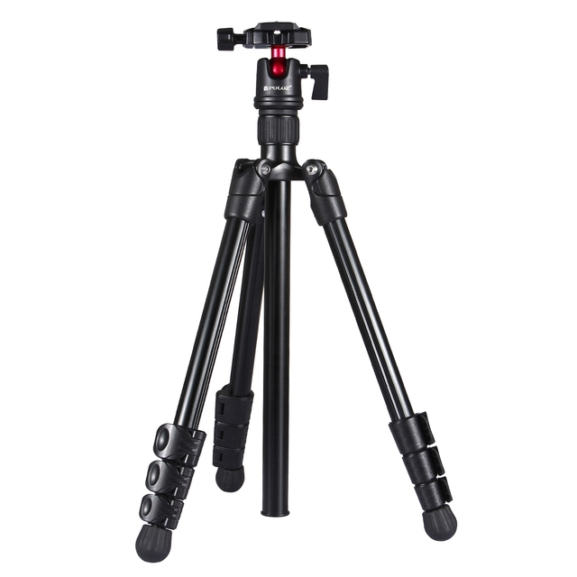 PULUZ 4-Section Folding Legs Metal Tripod 42-130cm Adjustable Height 360 Degree Ball Head Twist Lock for DSLR Digital Camera