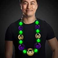 Collier géant lumineux en perles de plastique semi-artisanal pour carnaval, accessoires de costume, cadeau de fête