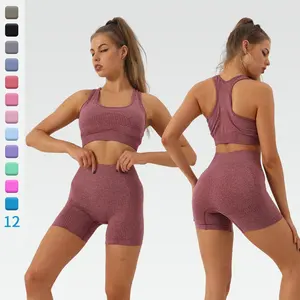 Seamless Dot Push Up Plus Size 2 Pieces Gym Fitness Sets Women Breathable Sports Wear Quick Dry Workout Activewear Sets For Wo