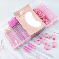Kit d'outils pour extensions de cils avec boîte à cils réutilisable en plastique transparent, brosse à cils portable et patchs d'isolation