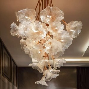 Luminaires suspendus personnalisés pour hôtel, décoration de mariage, villa, grand lustre en verre acrylique LED sur mesure, style nordique. - Product Image 1
